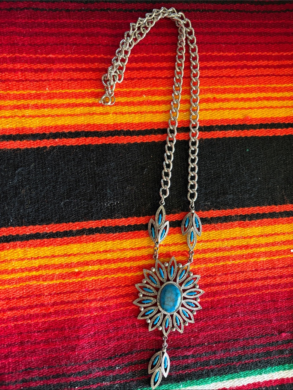 Turquoise Sunburst Pendant Necklace - Unbranded Silver-Tone Womens Jewelry